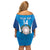 Custom Italy Football Off Shoulder Short Dress 2024 Gli Azzurri Marble Pattern - Wonder Print Shop