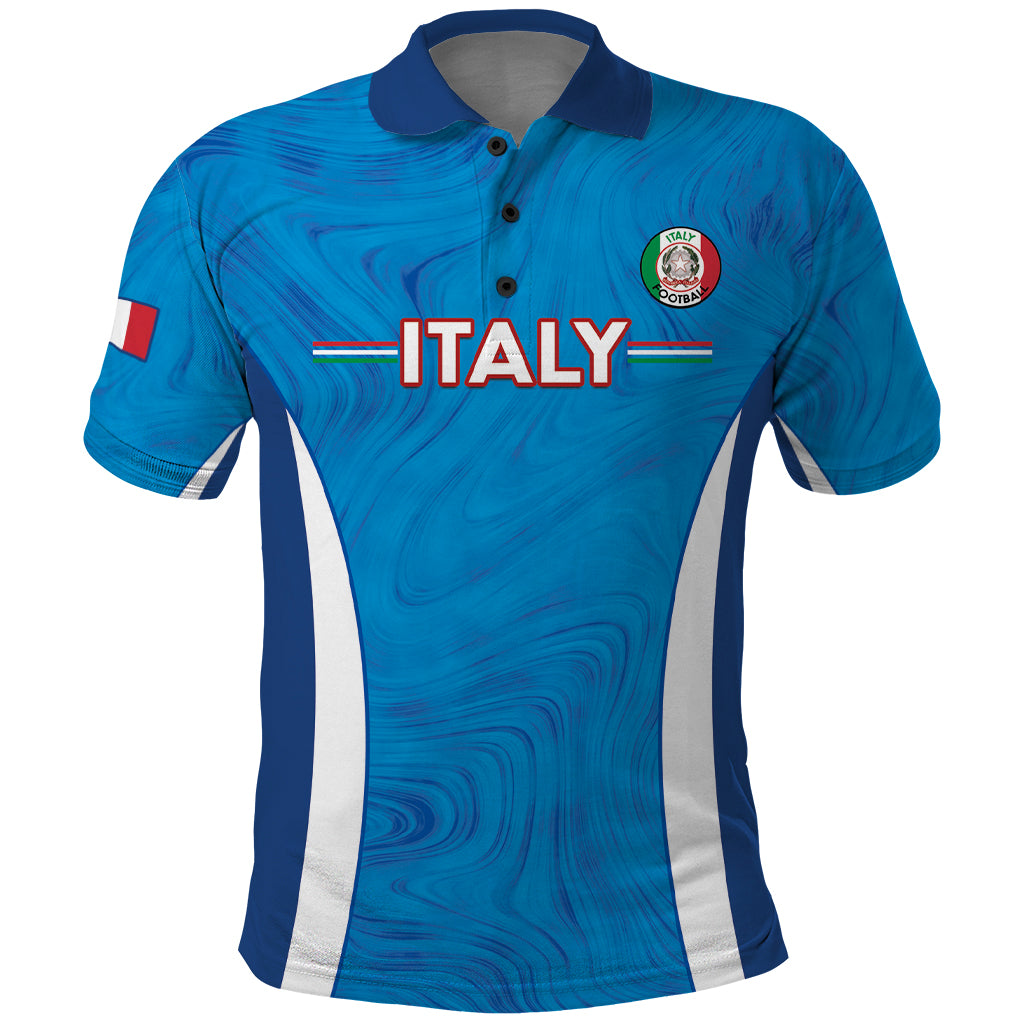 Custom Italy Football Polo Shirt 2024 Gli Azzurri Marble Pattern - Wonder Print Shop