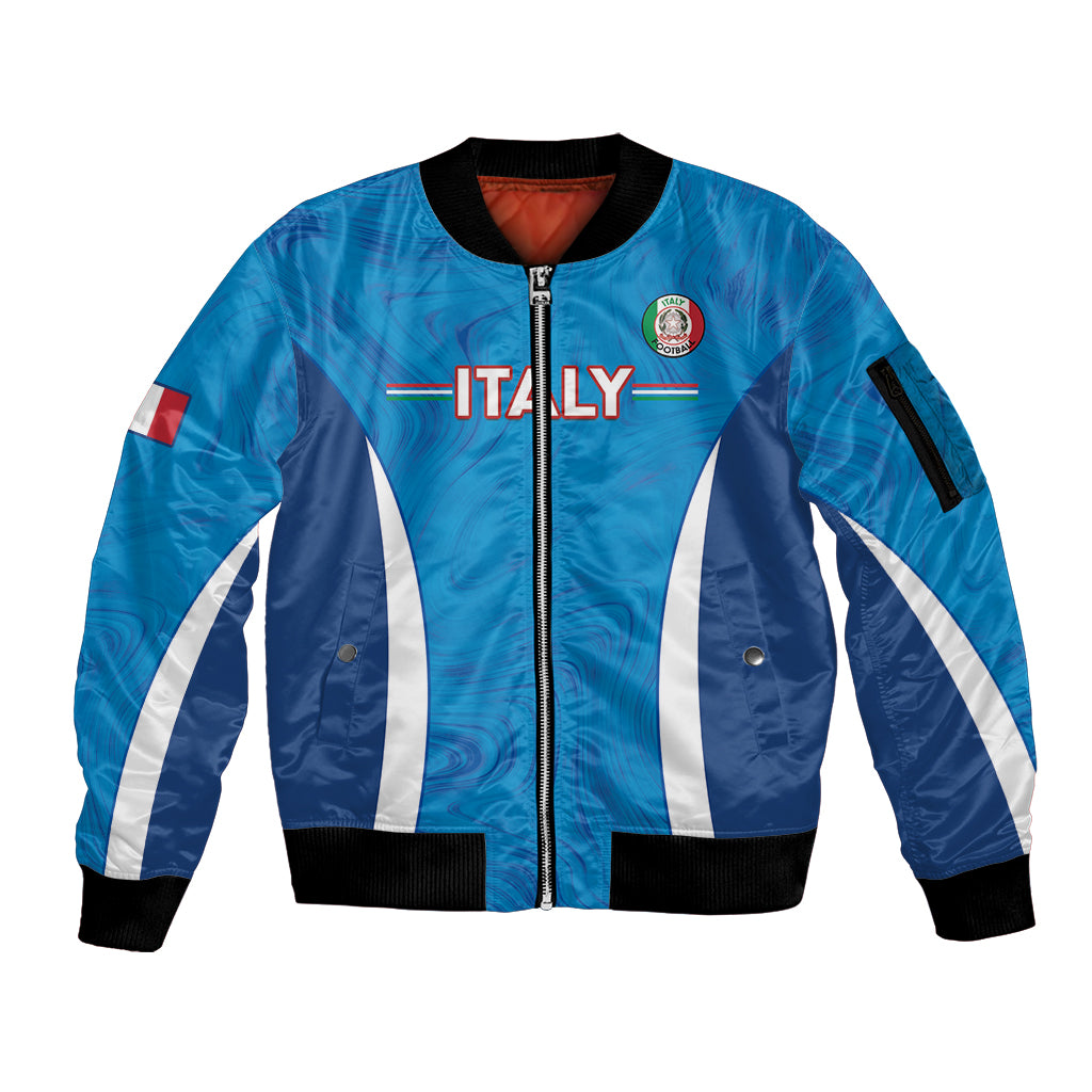 Custom Italy Football Sleeve Zip Bomber Jacket 2024 Gli Azzurri Marble Pattern