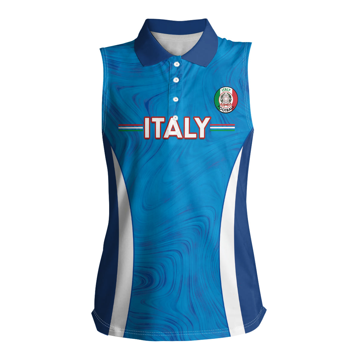 Custom Italy Football Women Sleeveless Polo Shirt 2024 Gli Azzurri Marble Pattern