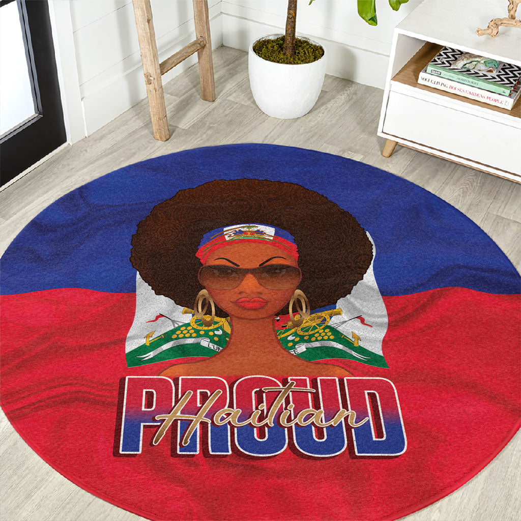 Haiti Flag Day Round Carpet Haitian Women Proud Flag Wave Style