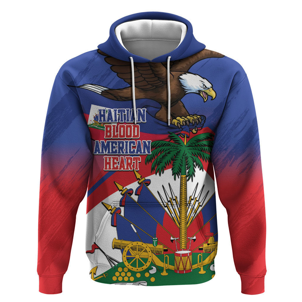 Haiti Flag Day Hoodie Haitian Blood American Heart Eagle With Flag