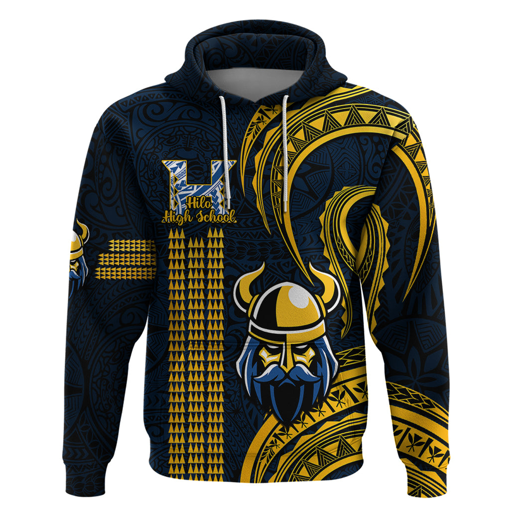 Hawaii Hilo High School Hoodie Vikings Polynesian Kakau Pattern - Wonder Print Shop