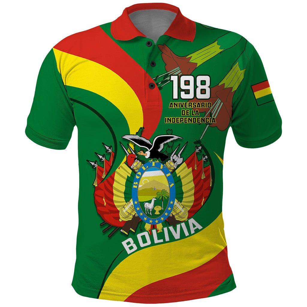 Bolivia Polo Shirt Bolivian Kantuta Happy 198th Independence Day - Wonder Print Shop