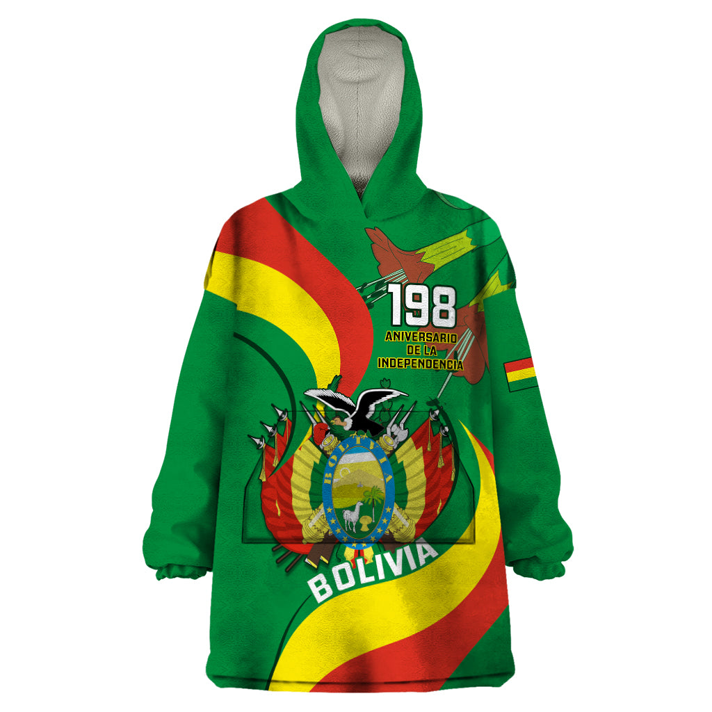 Bolivia Wearable Blanket Hoodie Bolivian Kantuta Happy 198th Independence Day - Wonder Print Shop