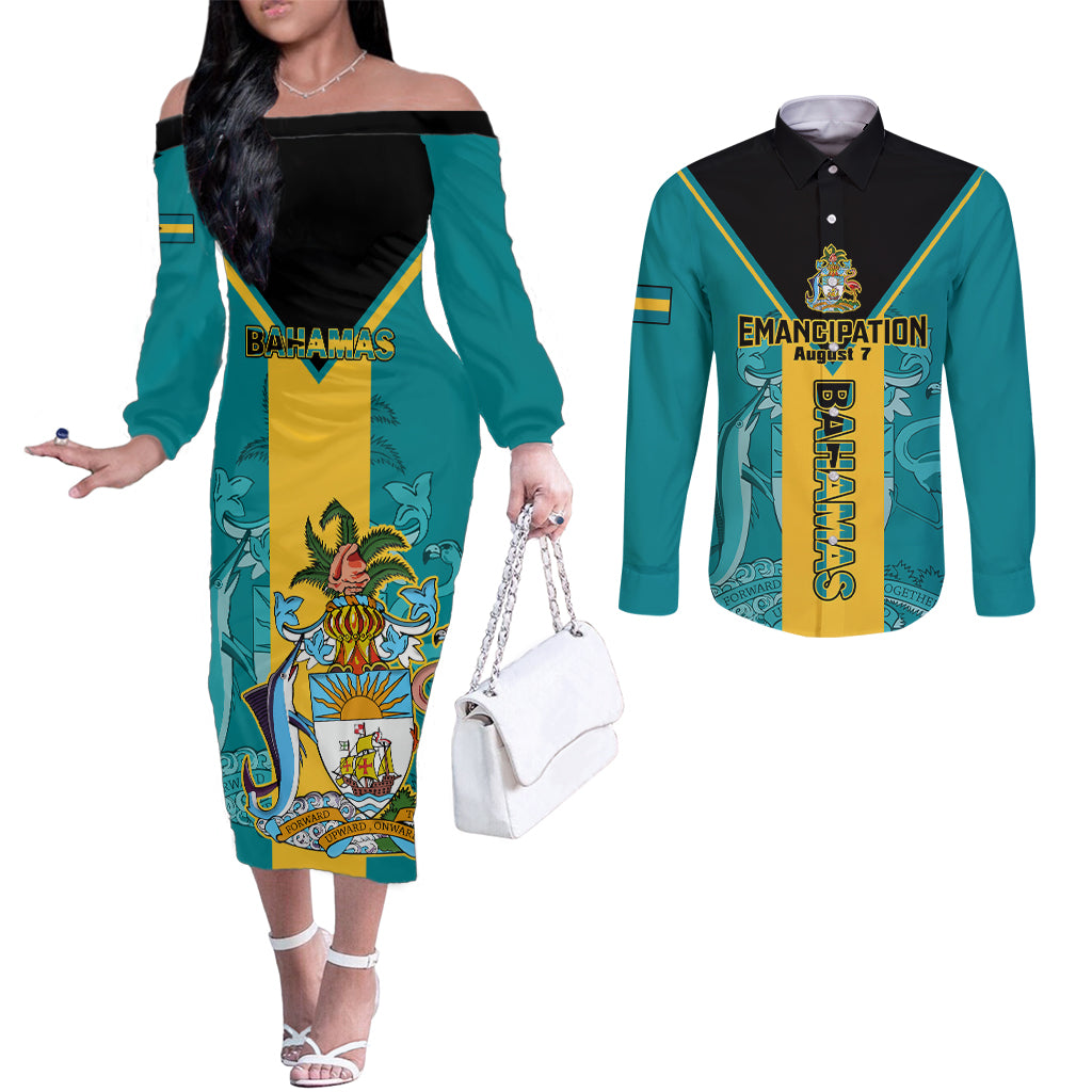 bahamas-couples-matching-off-the-shoulder-long-sleeve-dress-and-long-sleeve-button-shirts-happy-bahamian-emancipation-day