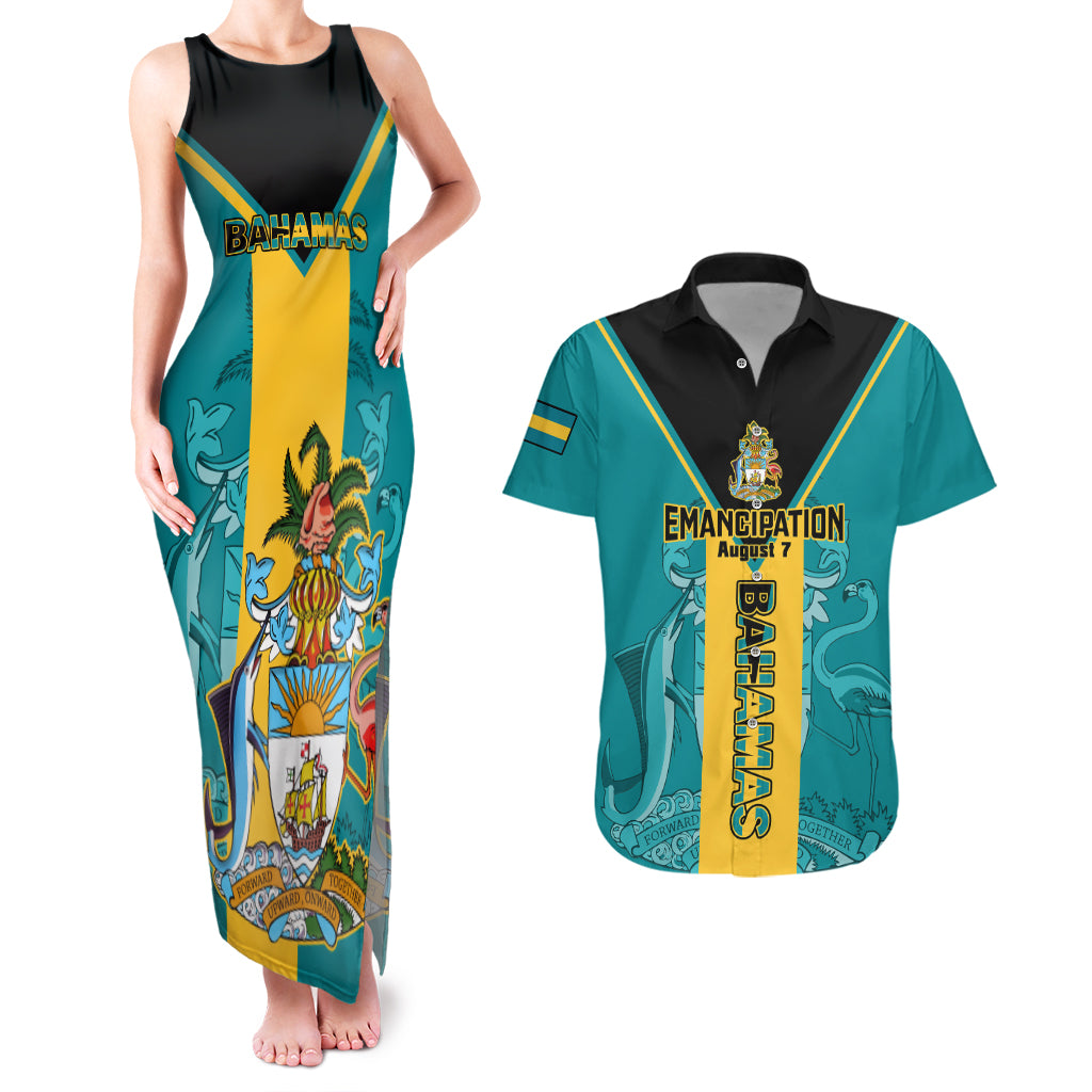 Bahamas Couples Matching Tank Maxi Dress And Hawaiian Shirt Happy Bahamian Emancipation Day - Wonder Print Shop