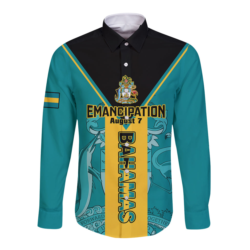 Bahamas Long Sleeve Button Shirt Happy Bahamian Emancipation Day - Wonder Print Shop