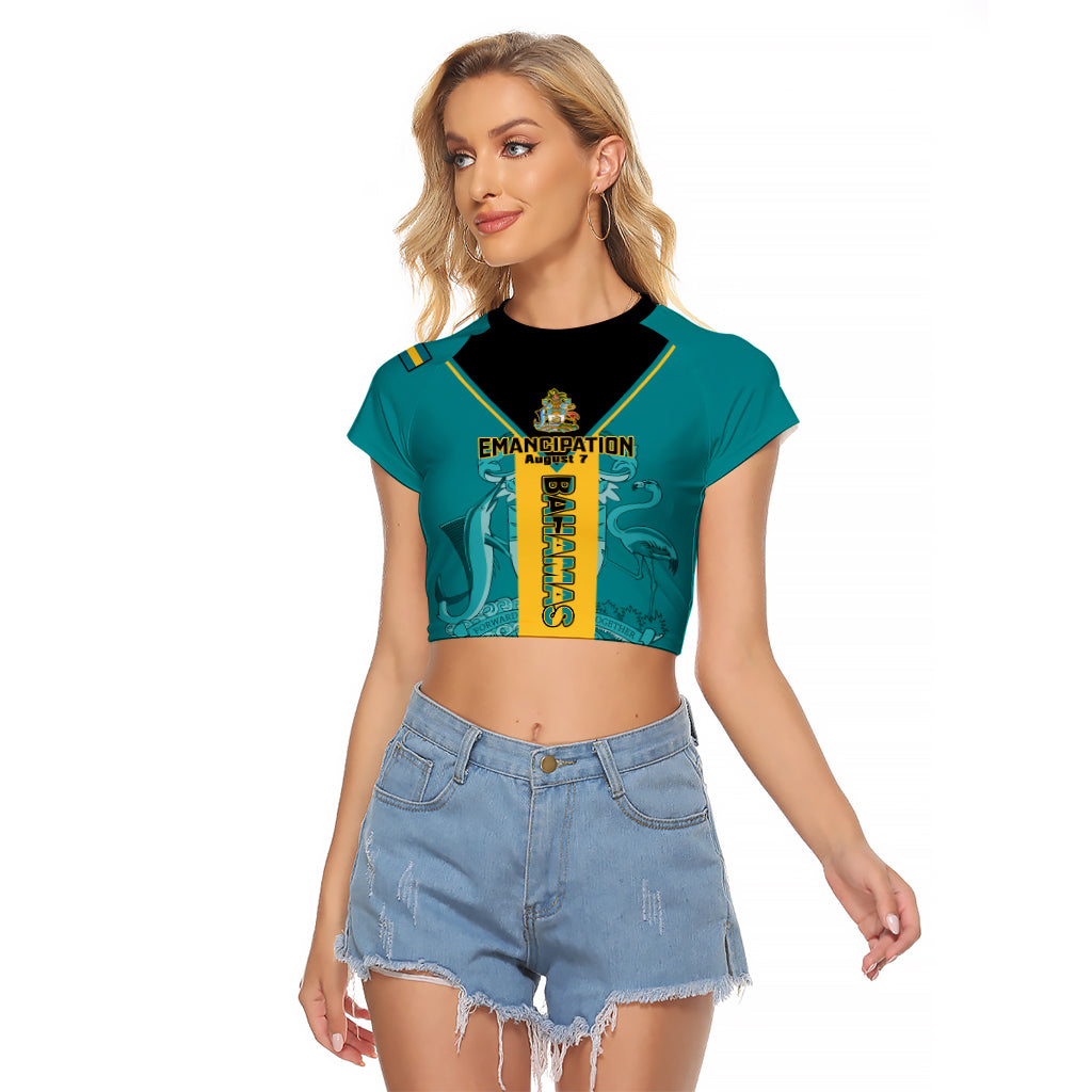 Bahamas Raglan Cropped T Shirt Happy Bahamian Emancipation Day - Wonder Print Shop