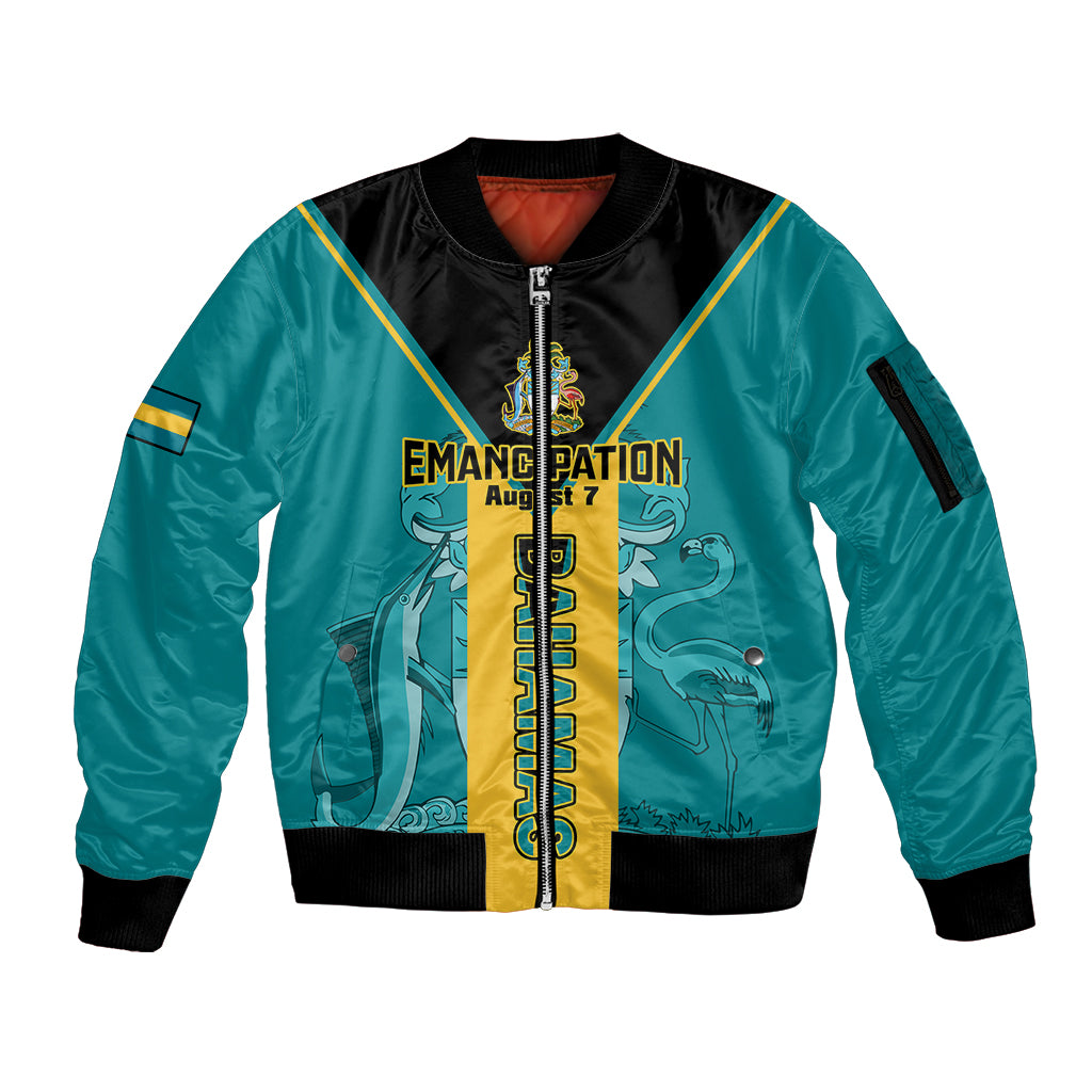 Bahamas Sleeve Zip Bomber Jacket Happy Bahamian Emancipation Day - Wonder Print Shop