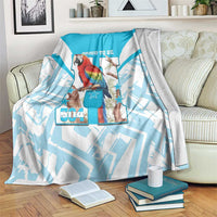 Honduras Independence Day blanket, blue-and-white with scarlet macaw and “Proud to Be 504”
