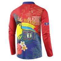 Belize Independence Day Button Sweatshirt 501 Proud Keel Billed Toucan Tropical - Wonder Print Shop