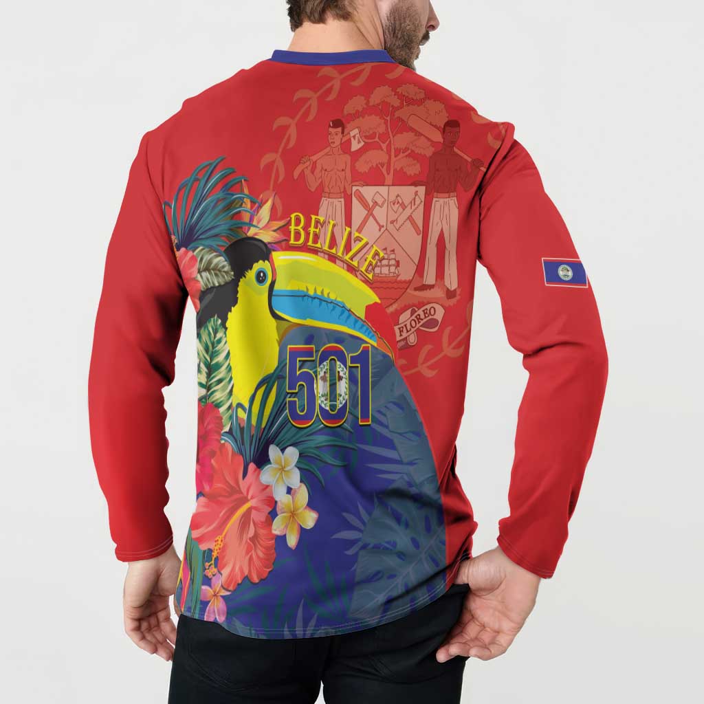 Belize Independence Day Button Sweatshirt 501 Proud Keel Billed Toucan Tropical - Wonder Print Shop