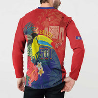 Belize Independence Day Button Sweatshirt 501 Proud Keel Billed Toucan Tropical - Wonder Print Shop