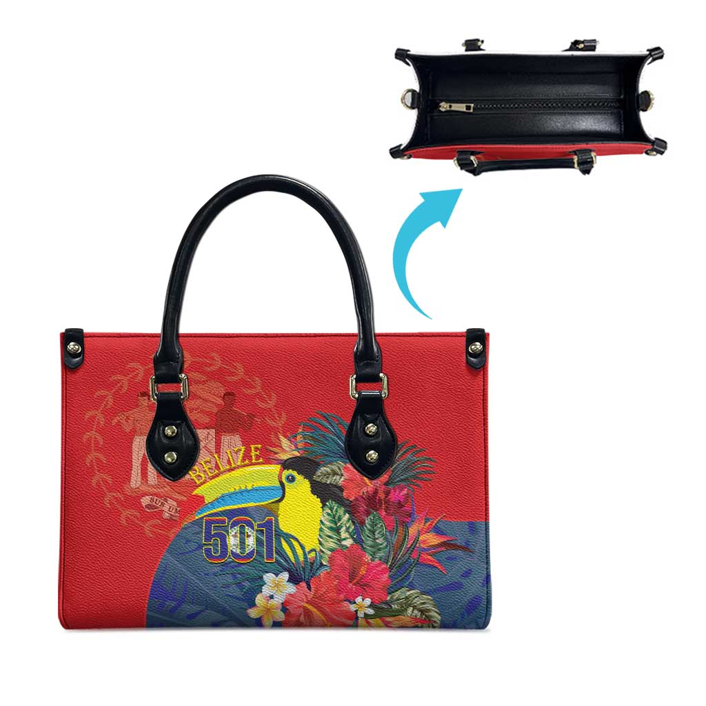 Belize Independence Day Leather Bag 501 Proud Keel Billed Toucan Tropical - Wonder Print Shop