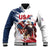 Custom USA Rugby Baseball Jacket Powerful Eagle Grunge Brush Style - White - Wonder Print Shop