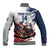 Custom USA Rugby Baseball Jacket Powerful Eagle Grunge Brush Style - White - Wonder Print Shop