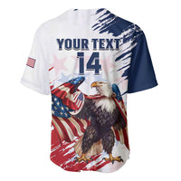 White back rugby baseball jersey with eagle graphic, USA flag sleeve, 'YOUR TEXT i4'