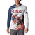 Custom USA Rugby Button Sweatshirt Powerful Eagle Grunge Brush Style - White - Wonder Print Shop