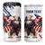 Custom USA Rugby 4 in 1 Can Cooler Tumbler Powerful Eagle Grunge Brush Style - White - Wonder Print Shop