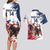 Custom USA Rugby Couples Matching Long Sleeve Bodycon Dress and Hawaiian Shirt Powerful Eagle Grunge Brush Style - White - Wonder Print Shop