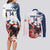 Custom USA Rugby Couples Matching Long Sleeve Bodycon Dress and Long Sleeve Button Shirt Powerful Eagle Grunge Brush Style - White - Wonder Print Shop