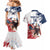 Custom USA Rugby Couples Matching Mermaid Dress and Hawaiian Shirt Powerful Eagle Grunge Brush Style - White - Wonder Print Shop