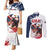 Custom USA Rugby Couples Matching Mermaid Dress and Long Sleeve Button Shirt Powerful Eagle Grunge Brush Style - White