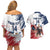 Custom USA Rugby Couples Matching Off Shoulder Short Dress and Hawaiian Shirt Powerful Eagle Grunge Brush Style - White - Wonder Print Shop