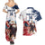 Custom USA Rugby Couples Matching Summer Maxi Dress and Hawaiian Shirt Powerful Eagle Grunge Brush Style - White - Wonder Print Shop