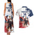 Custom USA Rugby Couples Matching Tank Maxi Dress and Hawaiian Shirt Powerful Eagle Grunge Brush Style - White - Wonder Print Shop