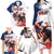 Custom USA Rugby Family Matching Long Sleeve Bodycon Dress and Hawaiian Shirt Powerful Eagle Grunge Brush Style - White - Wonder Print Shop