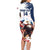 Custom USA Rugby Family Matching Long Sleeve Bodycon Dress and Hawaiian Shirt Powerful Eagle Grunge Brush Style - White - Wonder Print Shop