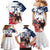 Custom USA Rugby Family Matching Mermaid Dress and Hawaiian Shirt Powerful Eagle Grunge Brush Style - White - Wonder Print Shop