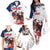 Custom USA Rugby Family Matching Off The Shoulder Long Sleeve Dress and Hawaiian Shirt Powerful Eagle Grunge Brush Style - White - Wonder Print Shop