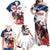 Custom USA Rugby Family Matching Off Shoulder Maxi Dress and Hawaiian Shirt Powerful Eagle Grunge Brush Style - White - Wonder Print Shop