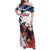 Custom USA Rugby Family Matching Off Shoulder Maxi Dress and Hawaiian Shirt Powerful Eagle Grunge Brush Style - White - Wonder Print Shop