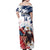 Custom USA Rugby Family Matching Off Shoulder Maxi Dress and Hawaiian Shirt Powerful Eagle Grunge Brush Style - White - Wonder Print Shop