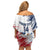 Custom USA Rugby Family Matching Off Shoulder Short Dress and Hawaiian Shirt Powerful Eagle Grunge Brush Style - White - Wonder Print Shop