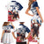 Custom USA Rugby Family Matching Short Sleeve Bodycon Dress and Hawaiian Shirt Powerful Eagle Grunge Brush Style - White - Wonder Print Shop