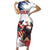 Custom USA Rugby Family Matching Short Sleeve Bodycon Dress and Hawaiian Shirt Powerful Eagle Grunge Brush Style - White - Wonder Print Shop