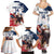 Custom USA Rugby Family Matching Summer Maxi Dress and Hawaiian Shirt Powerful Eagle Grunge Brush Style - White - Wonder Print Shop