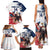 Custom USA Rugby Family Matching Tank Maxi Dress and Hawaiian Shirt Powerful Eagle Grunge Brush Style - White - Wonder Print Shop