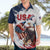 Custom USA Rugby Hawaiian Shirt Powerful Eagle Grunge Brush Style - White - Wonder Print Shop