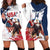 Custom USA Rugby Hoodie Dress Powerful Eagle Grunge Brush Style - White - Wonder Print Shop