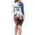 Custom USA Rugby Long Sleeve Bodycon Dress Powerful Eagle Grunge Brush Style - White - Wonder Print Shop