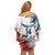 Custom USA Rugby Off Shoulder Short Dress Powerful Eagle Grunge Brush Style - White - Wonder Print Shop