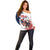 Custom USA Rugby Off Shoulder Sweater Powerful Eagle Grunge Brush Style - White - Wonder Print Shop