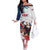 Custom USA Rugby Off The Shoulder Long Sleeve Dress Powerful Eagle Grunge Brush Style - White - Wonder Print Shop