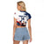 Custom USA Rugby Raglan Cropped T Shirt Powerful Eagle Grunge Brush Style - White